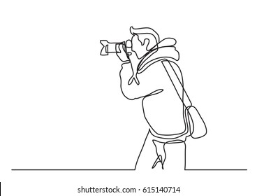 continuous line drawing of photographer making pictures