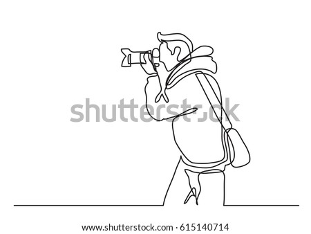 continuous line drawing of photographer making pictures