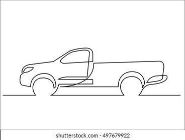 continuous line drawing of pickup truck
