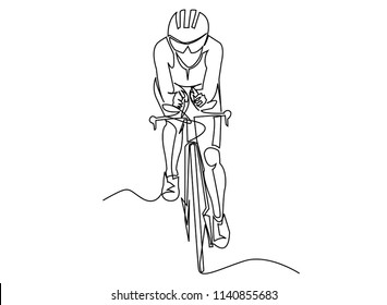 continuous line drawing of pictures athlete, cycling, fitness, health concept.