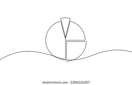 Dibujo continuo de línea de gráfico circular. Concepto de negocio. Icono de esbozo. Gráfico de crecimiento. Objeto de una línea, arte de una sola línea, ilustración vectorial