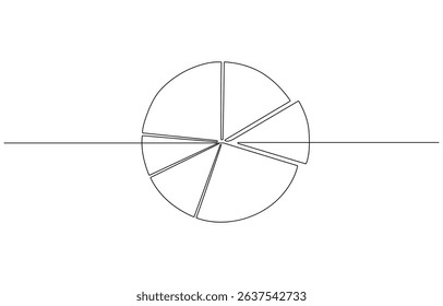 Continuous line drawing of pie chart. Business concept. Sketch icon. Growth graph. Object one line, Object one line, vector illustration.