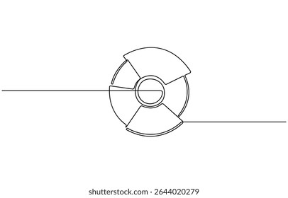 Continuous line drawing of pie chart. Business concept, Continuous line drawing of pie chart, Growth graph. Object one line, single line art, vector illustration.