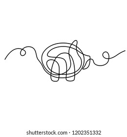 Continuous line drawing Pig.  Vector illustration.