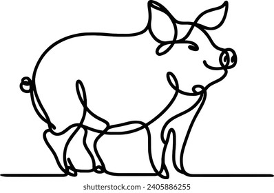 continuous line drawing of a pig. vector illustration