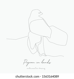 continuous line drawing. pigeon in hands. simple vector illustration. pigeon in hands concept hand drawing sketch line.