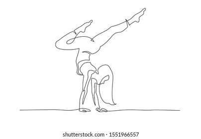 Continuous line drawing Pilate pose of girl,vector illustration 