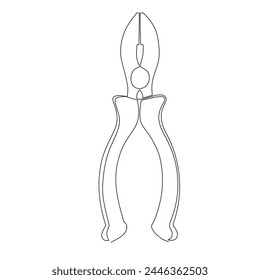 Continuous line drawing of a pilers. Simple flat hand drawn style vector for tool in engineering and construction