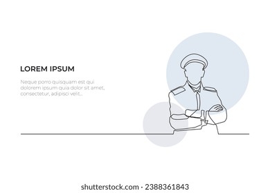Continuous line drawing of the pilot on a white background. - Vector