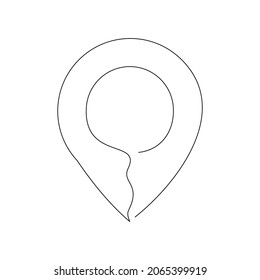 Continuous line drawing of pin map navigation. Single one line art of location point marker. Vector illustration