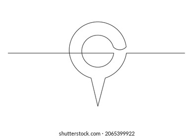 Continuous line drawing of pin map navigation. Single one line art of location point marker. Vector illustration