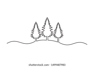 continuous line drawing of pine tree vector illustration