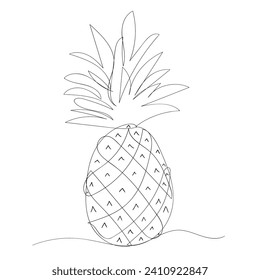Continuous Line Drawing Pineapple Images, Stock Photos, Object . Illustration Icon Vector