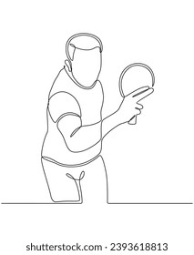 Continuous line drawing of a ping pong player