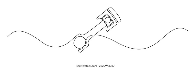 desenho de linha contínua de pistão.desenho de linha única de sinal de reparação de carro,mecânico,técnico de motor.ilustração vetor de arte de linha