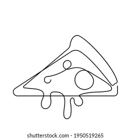 Continuous line drawing of pizza food minimalism design vector illustration. Fast food