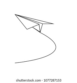 continuous line drawing of plane paper vector illustration