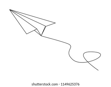 Continuous Line Drawing Plane Paper Vector Stock Vector (Royalty Free ...