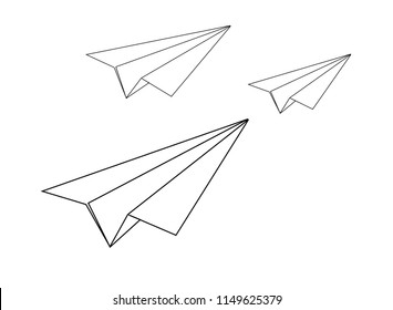 continuous line drawing of plane paper vector illustration