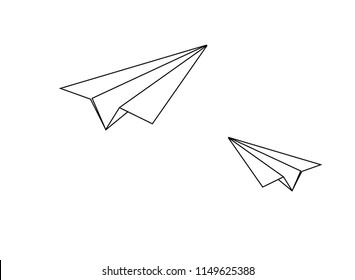 continuous line drawing of plane paper vector illustration