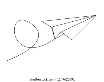 Continuous Line Drawing Of Plane Paper Vector Illustration