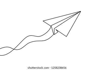 Paper Plane Drawing Vector Using Continuous Stock Vector (Royalty Free ...