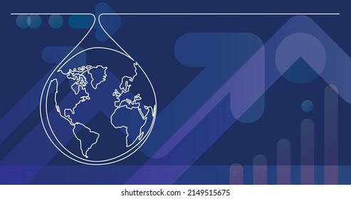 trazado continuo de la línea del planeta tierra como gota de agua