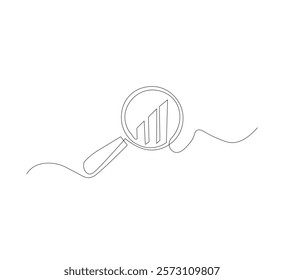 continuous line drawing planning, marketing research, work communication, white background. Single line drawing design vector graphic illustration.