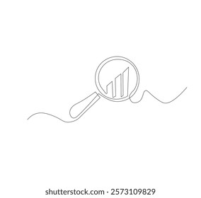 continuous line drawing planning, marketing research, work communication, white background. Single line drawing design vector graphic illustration.