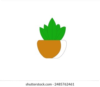 Continuous line drawing of plants in flower pots