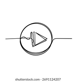 continuous line drawing play button icon