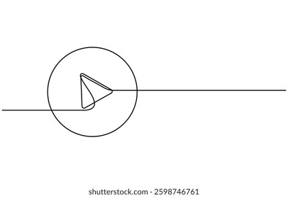 Continuous line drawing of play icon. Media, Video or music player button in linear style. One line drawing, Play icon in continuous line drawing style.