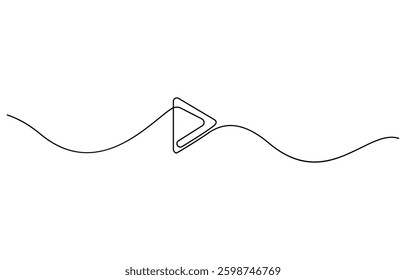 Continuous line drawing of play icon. Media, Video or music player button in linear style. One line drawing, Play icon in continuous line drawing style.