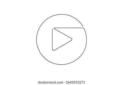 Continuous line drawing of play icon. Media, Video or music player button in linear style. One line drawing, Continuous line drawing of play symbols. 