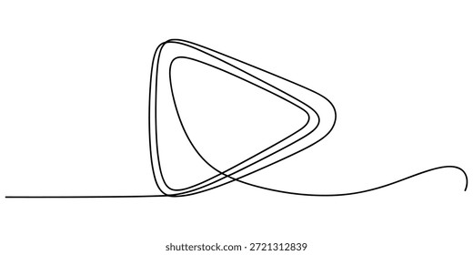 Dibujo de línea continuo del icono de juego. Video Medios de comunicación, o Botón de reproductor de música en estilo lineal. Dibujo de una línea, arte de línea de Botón de pausa. Icono de juego en estilo de dibujo de línea continua. pro Vector
