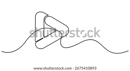 Continuous line drawing of play icon. Media, Video or music player button in linear style. One line drawing, Line art of pause button. Play icon in continuous line drawing style. pro vector