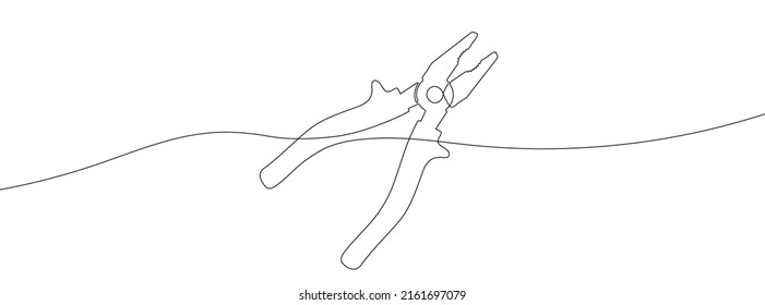 Dibujo continuo de alicates. Icono lineal. Fondo de dibujo de una línea. Ilustración vectorial. Icono de línea continua.