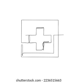 continuous line drawing plus sign illustration vector