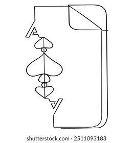 continuous line drawing poker cards icon