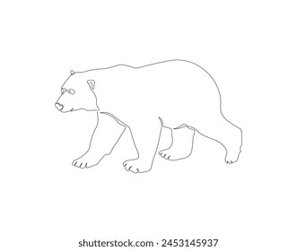 Dibujo de línea continua de oso polar. Una línea de oso polar. Antártico concepto animal arte de línea continua. Esquema editable.
