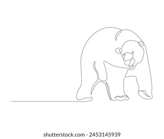 Dibujo de línea continua de oso polar. Una línea de oso polar. Antártico concepto animal arte de línea continua. Esquema editable.
