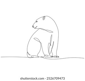 Desenho de linha contínua do urso polar. Desenho de linha única da vida selvagem do urso polar. Conceito de animal marinho linha contínua. Descrição editável.