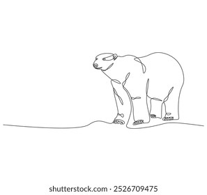 Desenho de linha contínua do urso polar. Desenho de linha única da vida selvagem do urso polar. Conceito de animal marinho linha contínua. Descrição editável.
