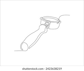 Continuous Line Drawing Of Portafilter. One Line Of Portafilter Machine. Portafilter Coffee Continuous Line Art. Editable Outline.