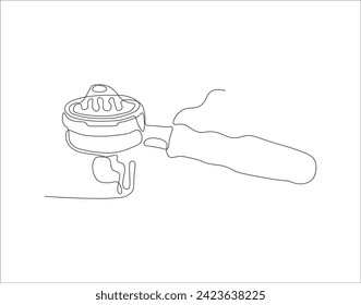 Continuous Line Drawing Of Portafilter. One Line Of Portafilter Machine. Portafilter Coffee Continuous Line Art. Editable Outline.