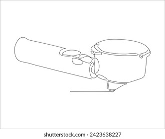 Continuous Line Drawing Of Portafilter. One Line Of Portafilter Machine. Portafilter Coffee Continuous Line Art. Editable Outline.