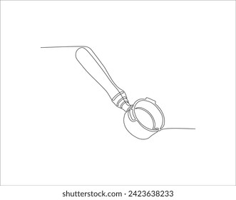 Continuous Line Drawing Of Portafilter. One Line Of Portafilter Machine. Portafilter Coffee Continuous Line Art. Editable Outline.