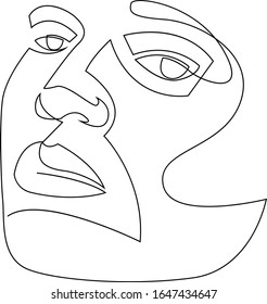 Dibujo de línea continua de Retrato de una bella mujer. El concepto de cuidado de belleza de la piel para las jóvenes modelos femeninas. Modelo de belleza de moda con un fondo blanco. Vector