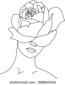 Dibujo de línea continua del retrato de la cara de una mujer hermosa. El concepto de cuidado de belleza de la piel para las jóvenes modelos femeninas. Modelo de belleza de moda con fondo blanco. Vector