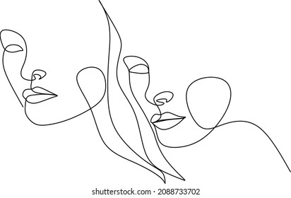 Dibujo de línea continua del retrato de la cara de una mujer hermosa. El concepto de cuidado de belleza de la piel para las jóvenes modelos femeninas. Modelo de belleza de moda con fondo blanco. Vector